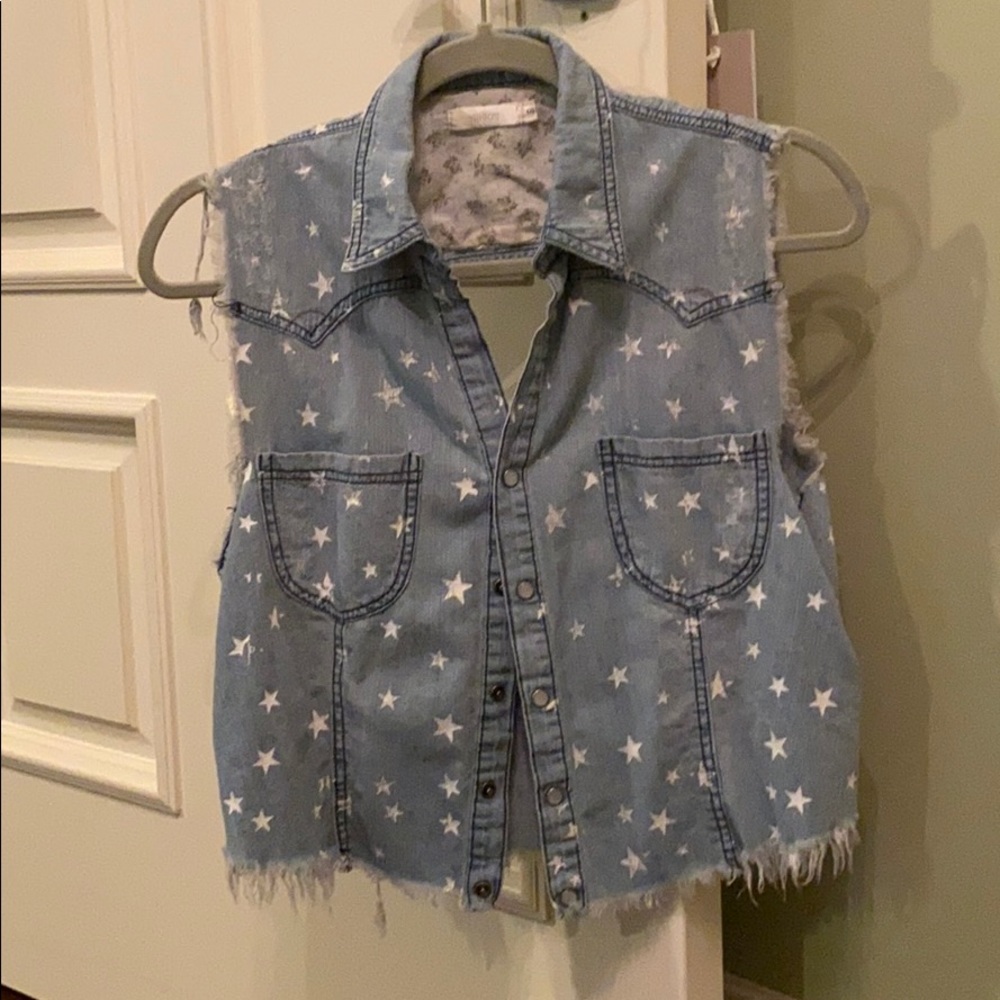 LF Star Print Denim Vest